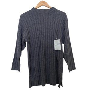 Toi Women's Gray Ribbed Crew Neck Long Sleeve Knit Sweater Size Small New